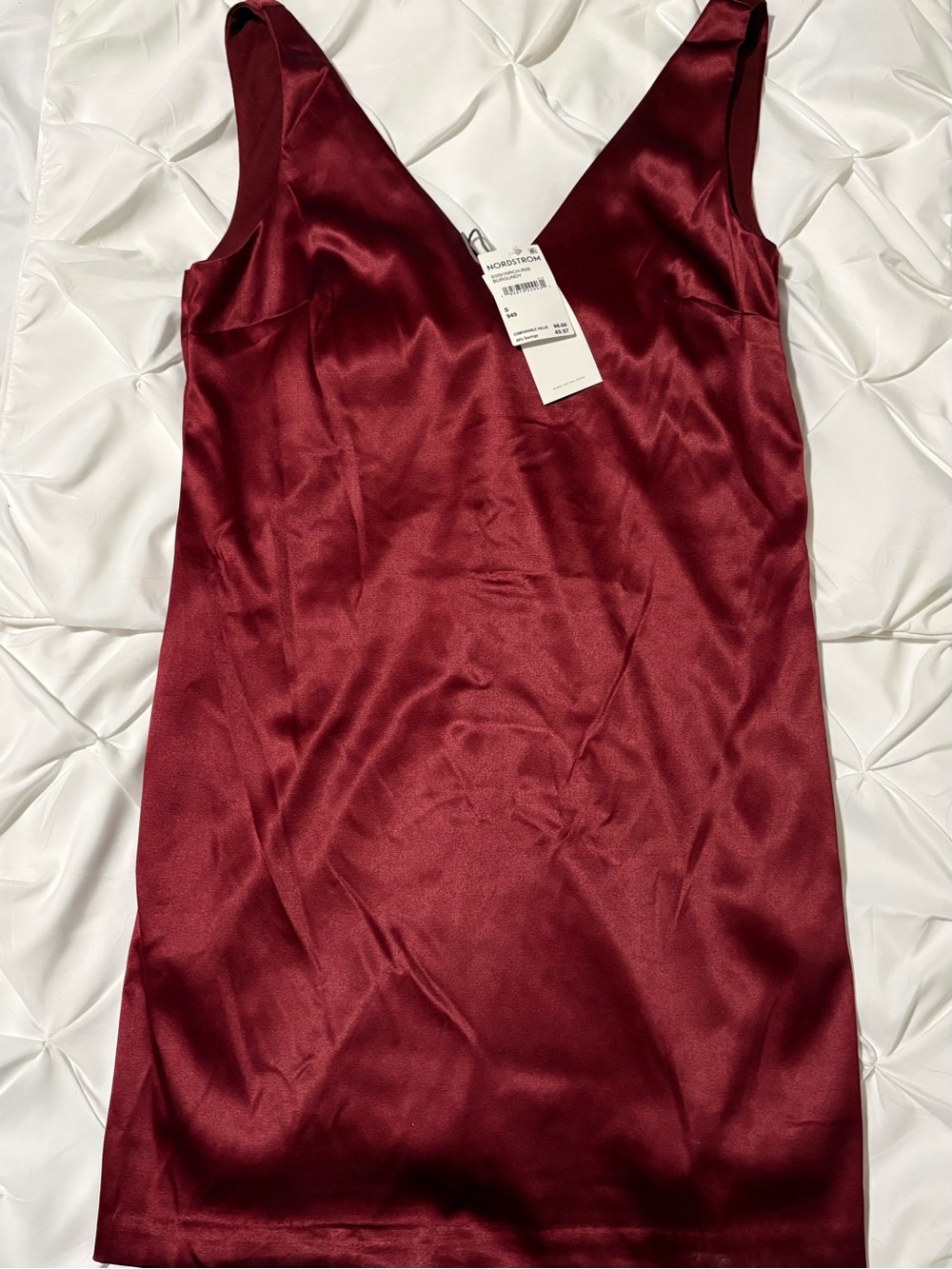 WAYF Burgundy Satin V-Neck Bow Mini Slip Dress HOCO , Women's Size S NWT